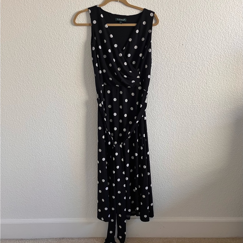 Ralph Lauren Dress with White Polka Dots used good condition Size 12